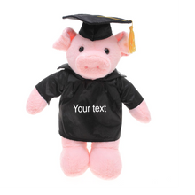 8'' Graduation Pig Plush Stuffed Animal Toys with Cap and Personalized Gown