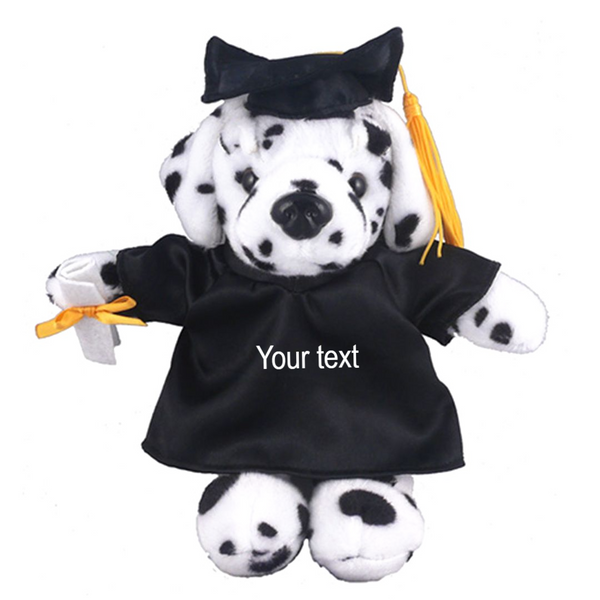 12" Graduation Dalmation Plush Stuffed Animal Toys with Cap and Personalized Gown