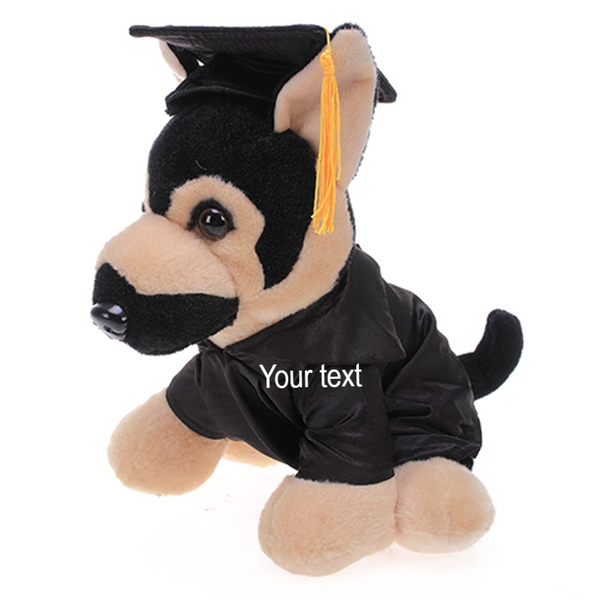 12" Graduation German Shephard Plush Stuffed Animal Toys with Cap and Personalized Gown
