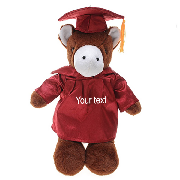 12" Graduation Horse Plush Stuffed Animal Toys with Cap and Personalized Gown