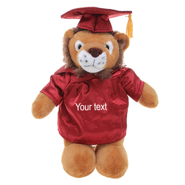 12" Graduation Lion Plush Stuffed Animal Toys with Cap and Personalized Gown