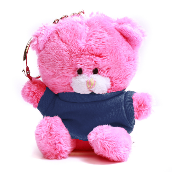 Pink Qbeba Bear Keychain with Tee 4"