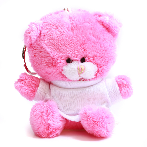 Pink Qbeba Bear Keychain with Tee 4"