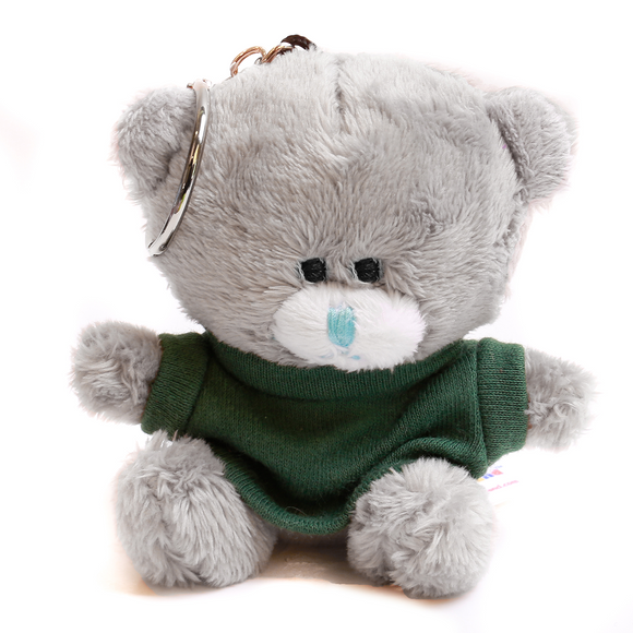 Grey Qbeba Bear keychain with Tee 4"