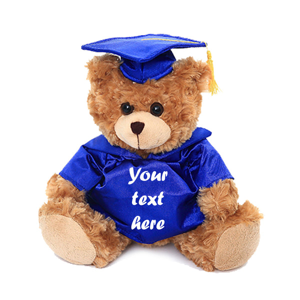 12" Graduation Mocha Teddy Plush Stuffed Animal Toys with Cap and Personalized Gown