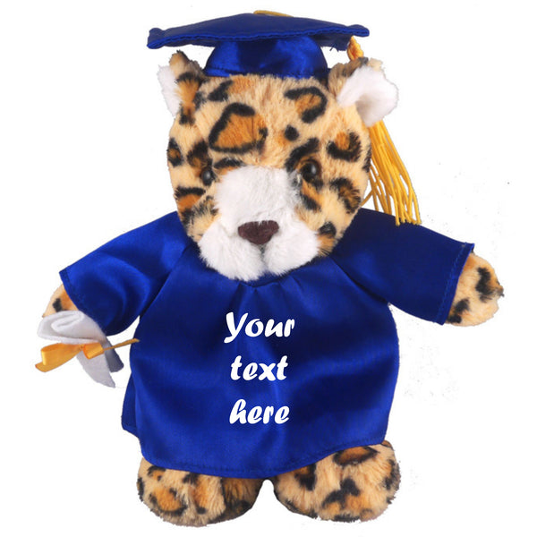 8" Graduation Leopard Plush Stuffed Animal Toys with Cap and Personalized Gown