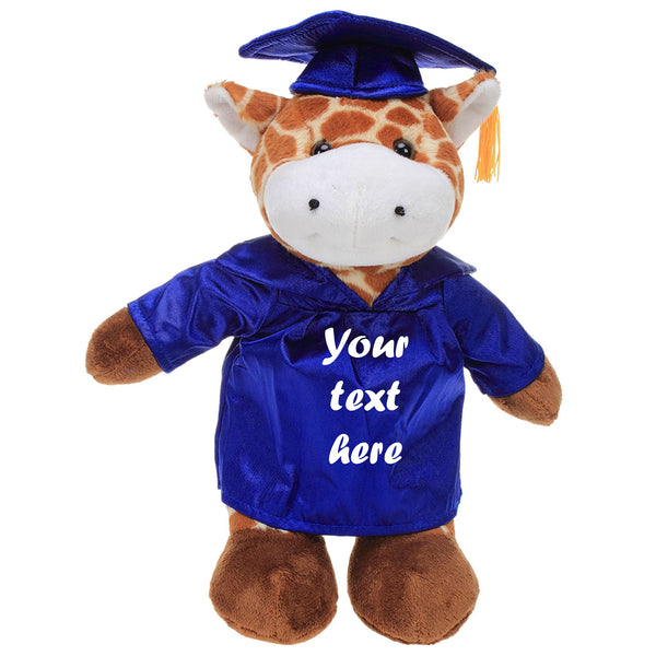 8'' Graduation Giraffe Plush Stuffed Animal Toys with Cap and Personalized Gown