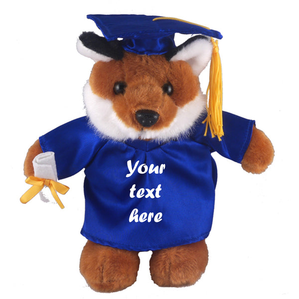 8" Graduation Fox Plush Stuffed Animal Toys with Cap and Personalized Gown