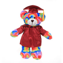 12'' Graduation Tie Dye Bear Plush Stuffed Animal Toys with Cap and Personalized Gown 12''