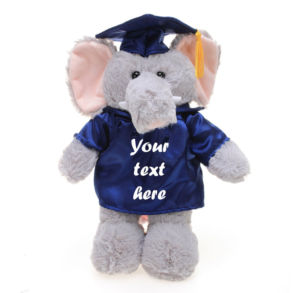 12" Graduation Elephant Plush Stuffed Animal Toys with Cap and Personalized Gown