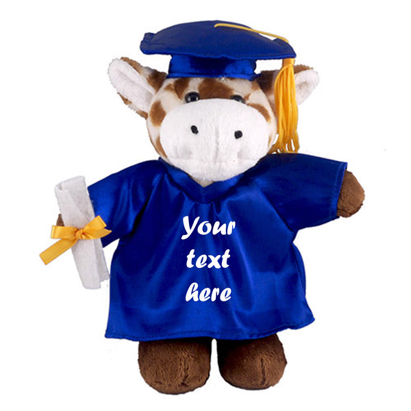 12" Graduation Giraffe Plush Stuffed Animal Toys with Cap and Personalized Gown