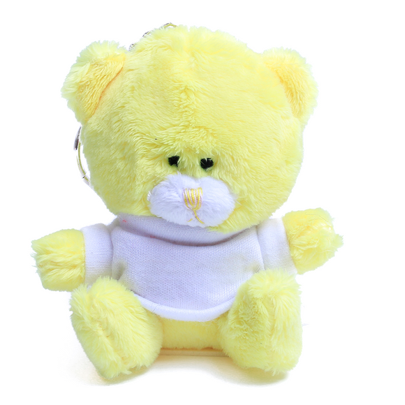 Yellow Qbeba Bear Keychain with Tee 4"