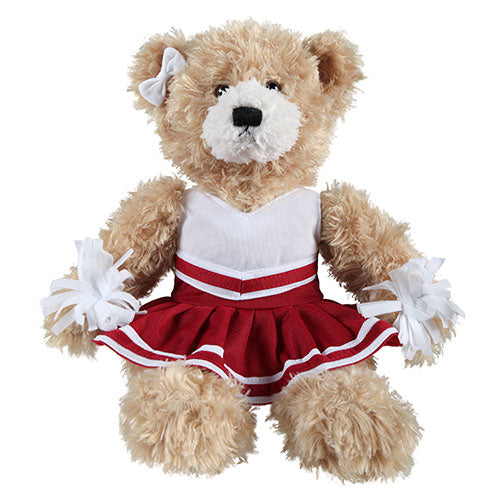 School Charity Fundraising and Event Gift Idea Soft Plush Stuffed Brandon Beige Teddy Bear with Cheerleader Outfit Burgundy