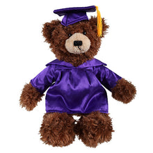 Chocolate Brandon Teddy Bear in Graduation Cap & Gown purple