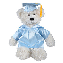 Cream Brandon Teddy Bear in Graduation Cap & Gown blue