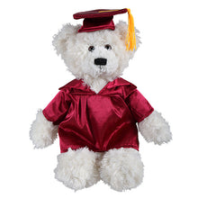 Cream Brandon Teddy Bear in Graduation Cap & Gown maroon