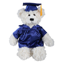 Cream Brandon Teddy Bear in Graduation Cap & Gown royal blue
