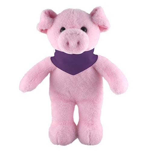 School Charity Fundraising and Event Gift Idea Soft Plush Stuffed Pig with Bandana 12 Purple