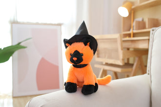 Plushland Halloween Orange Witch Cat Stuffed Animal Plush Toys,Soft Toy Gifts for Kids 7 Inch
