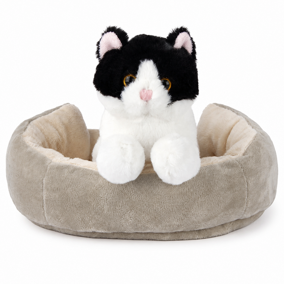Cattery W/Black-and-White Cat - plush stuffed animal from Plushland