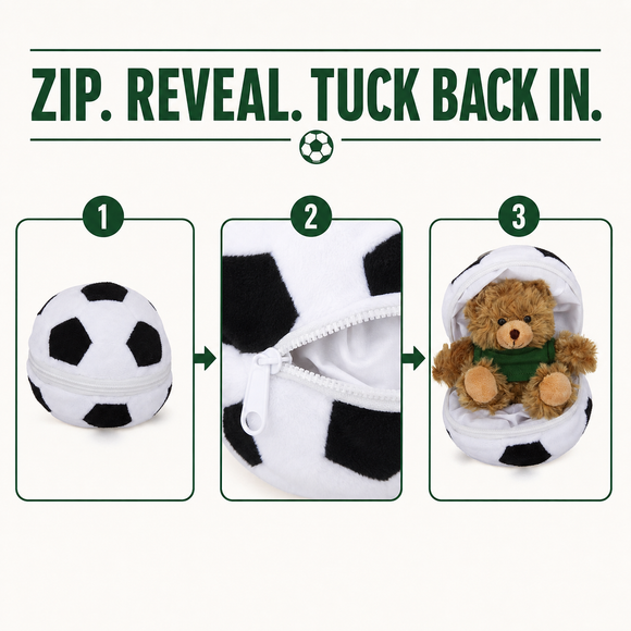 Soccer Ball Zip Up Bear - additional plush stuffed animal photo 4