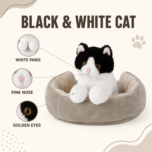 Cattery W/Black-and-White Cat - additional plush stuffed animal photo 4