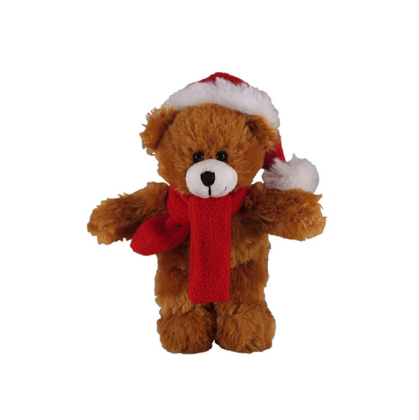 8" Standing Personalizable Scarf Bear, Featuring Soft Fur and a Customizable Scarf Design by Plushland.