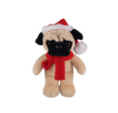 8" Standing Customizable Red Scarf Pug, Featuring Soft Fur and Scarf Design by Plushland.