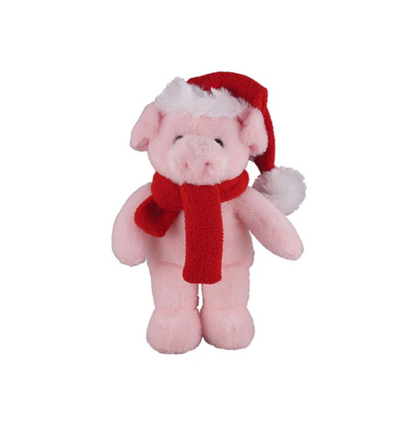 8" Standing Customizable Scarf Pig, Featuring Soft Fur and a Personalized Scarf Design by Plushland.