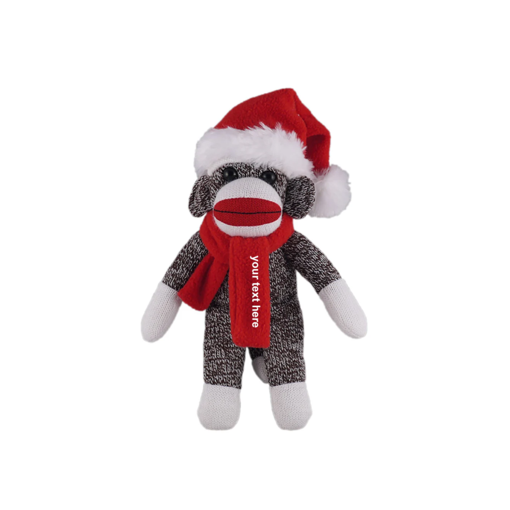 12" Standing Personalizable Scarf Monkey, Soft Fur & Custom Scarf by Plushland.