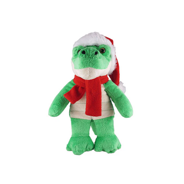 12" Standing Xmas With Red Scarf Gator, Featuring Soft Fur and a Festive Christmas Design by Plushland.