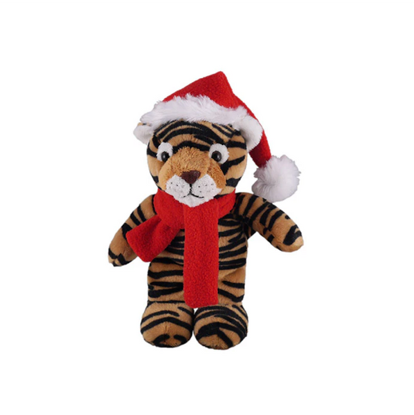 12" Standing Customizable Red Scarf Tiger, Featuring Soft Fur and a Personalized Red Scarf Design by Plushland.