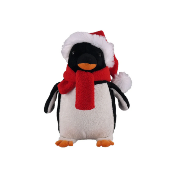 12" Standing Customizable Scarf Penguin, Featuring Soft Fur and a Personalized Scarf Design by Plushland.