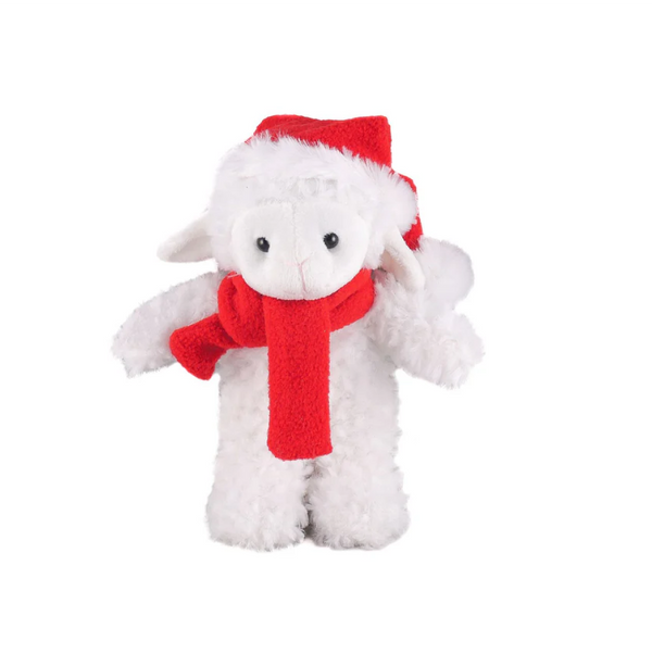 12" Standing Xmas Animals Sheep, Featuring Soft Fur and a Festive Christmas Design by Plushland.