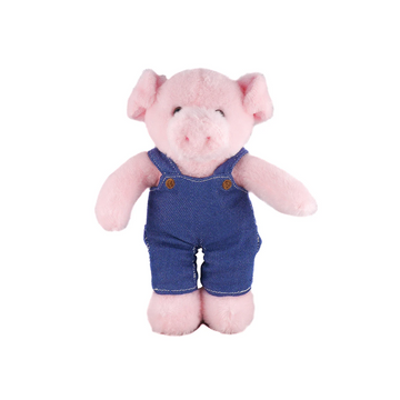 Pink Pig in Personalized Jeans Overall 12"