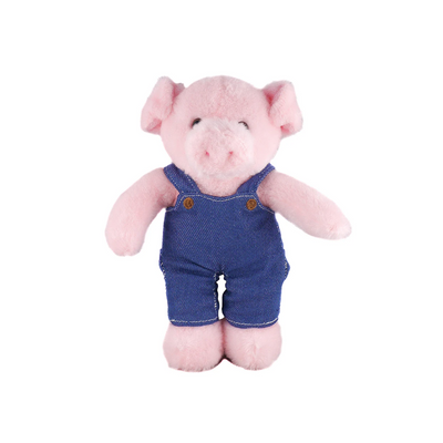 Pink Pig in Personalized Jeans Overall 12"