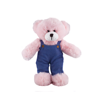 PInk Bear in Personalized Jeans Overalls 12"