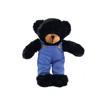 Black Bear in Personalized Jeans Overalls 12"