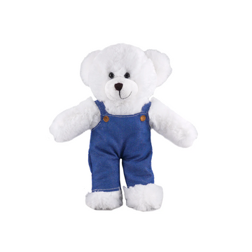 White Bear in Personalized Jeans Overalls 12"