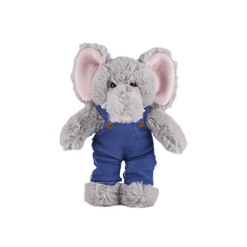 Gray Elephant in Personalized Jeans Overall 12"
