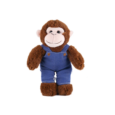 Brown Monkey in Personalized Jeans Overall 12"
