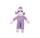 16" Standing Purple Sock Monkey in Multicolor, Featuring Soft Fur and a Fun Design by Plushland.