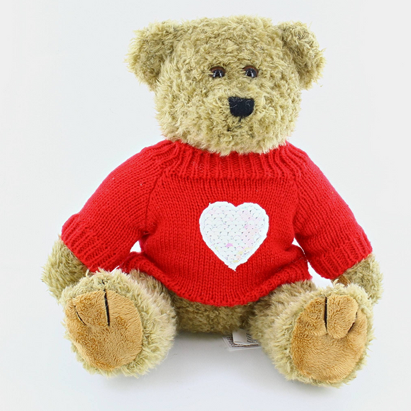 Oatmeal Teddy Bear in Love Sweater 12"