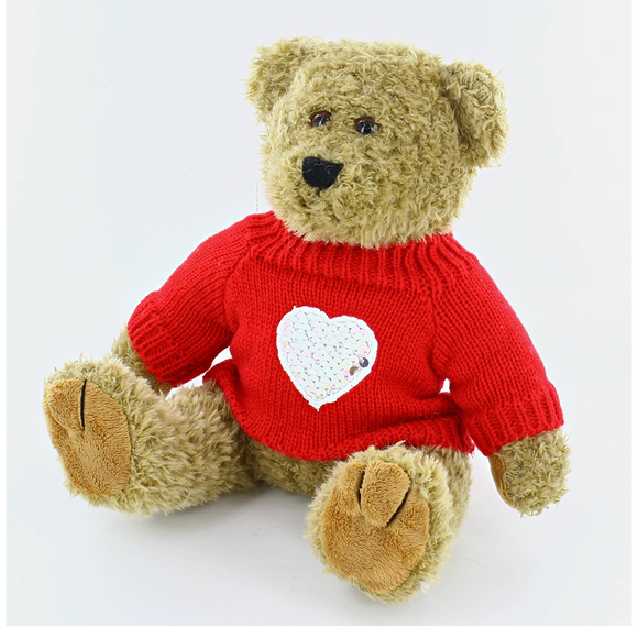 Oatmeal Teddy Bear in Love Sweater 12"