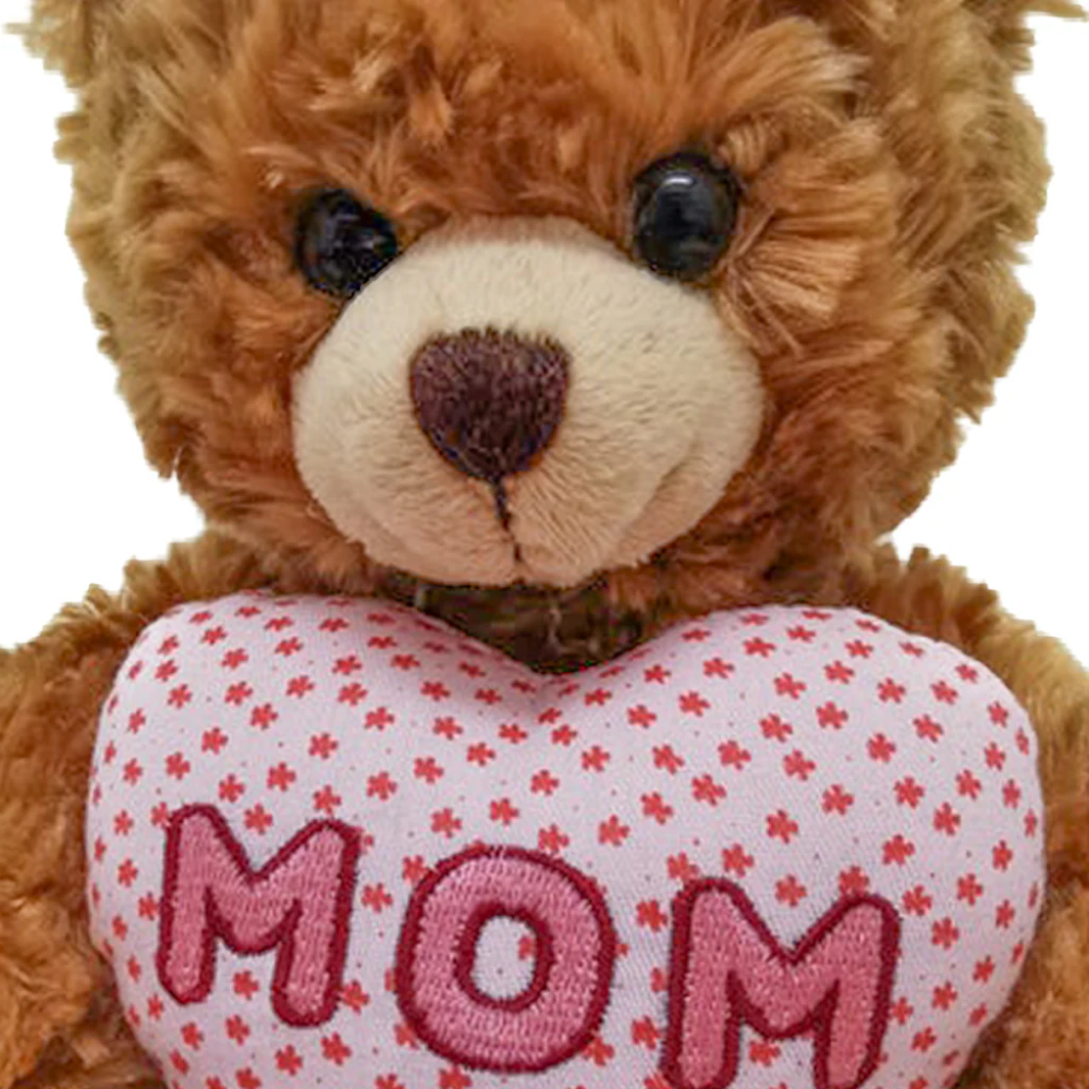 9" Mocha Bear with Mom Floral Heart, Featuring Soft and a Beautiful Floral Heart Design by Plushland.