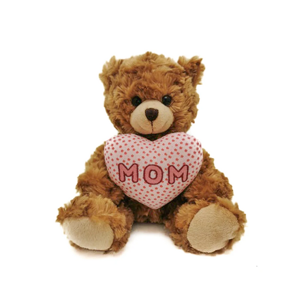 Mocha Sitting Bear with Mom floral heart 9"