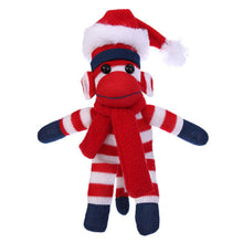 Christmas Patriotic Sock Monkey Plush with Hat and Scarf