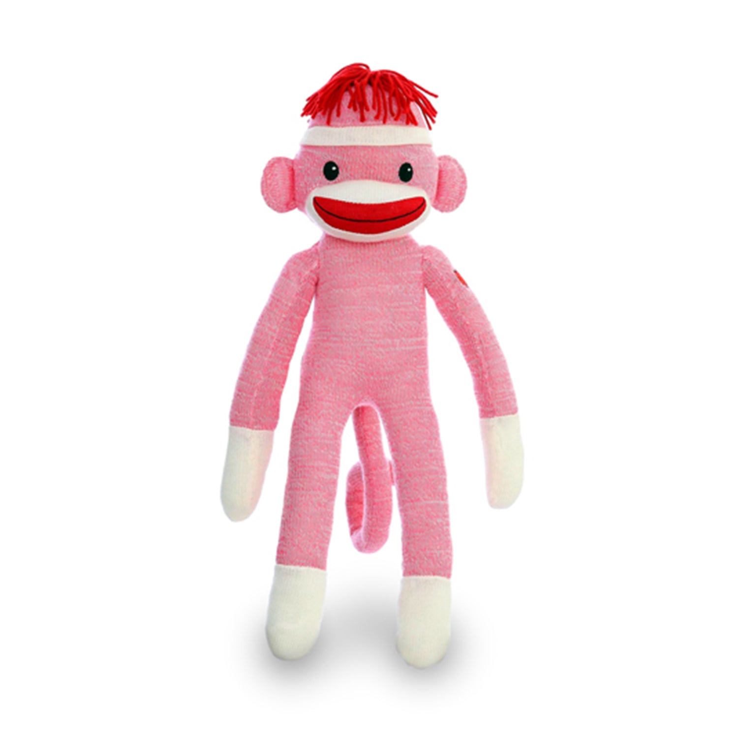 20" Standing Pink Sock Monkey in Multicolor, Featuring Soft Fur and a Fun Design by Plushland.