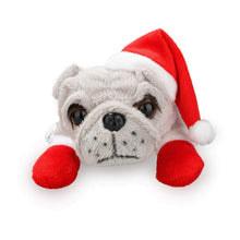 Christmas Bulldog Toy with Red Santa Hat and Gloves 8''