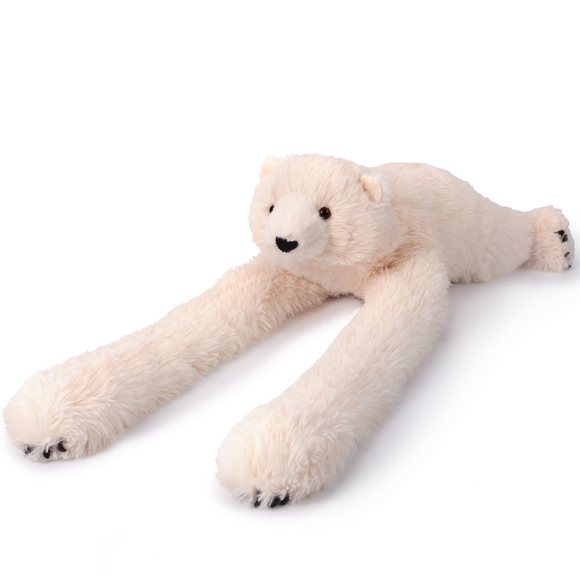 White weighted polar bear plush hugger